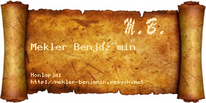Mekler Benjámin névjegykártya